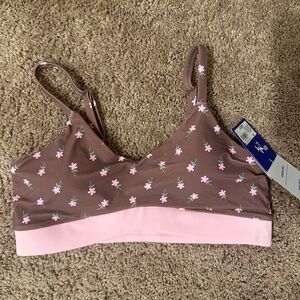 JoyLab Pink and Brown Floral Sports Bra